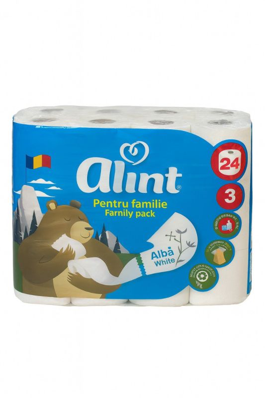 Туалетний папір білий тришаровий Velvet Touch, 24 шт,, ALINT