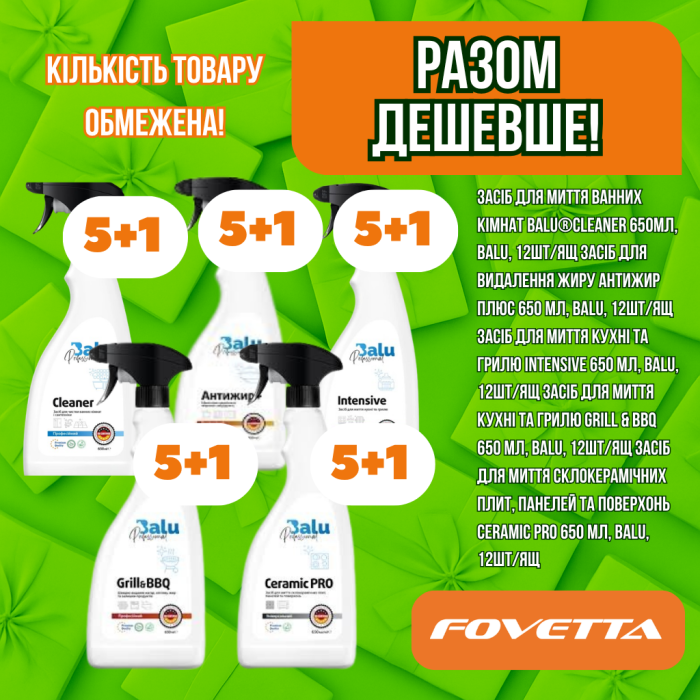 Акція Засіб для миття склокерамічних плит, панелей та поверхонь CERAMIC PRO 650 мл,, BALU