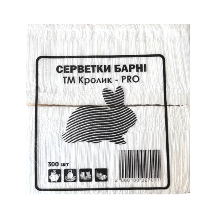 Серветка барна 1-шар. LUX, 300 шт., КРОЛИК-PRO