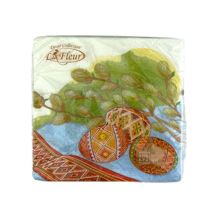 Салфетка 33х33, 2слоя, Верба та крашаные яйца, LA FLEUR
