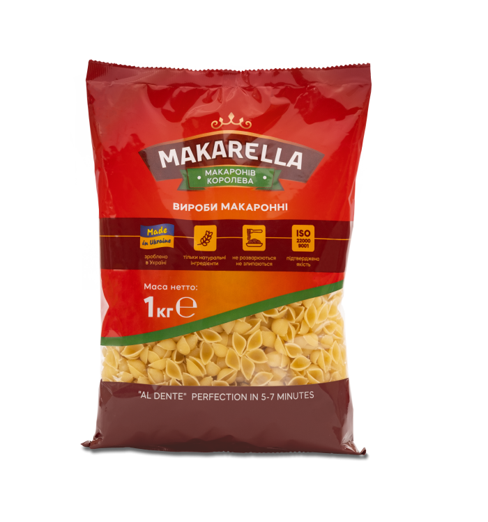 Макароні вироби Мушлі, 1000 г, МАКАРЕЛЛА