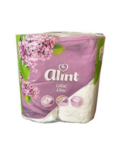 Туалетний папір білий тришаровий Lilac, 4 шт, , ALINT