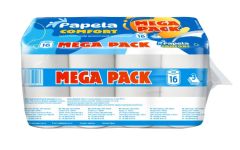 Туалетний папір білий тришаровий Comfort MEGA PACK, 16 шт., Papela
