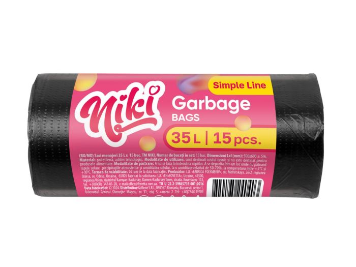 Пакети для сміття,  35 л, 15 шт, TM Nikі