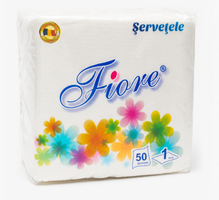 Серветка столова біла 1-шар, 50 шт, FIORE
