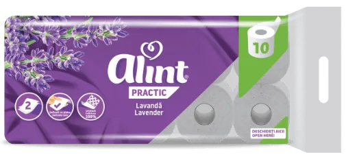 Туалетний папір білий двошаровий Practic Lavender, 10 шт,, ALINT