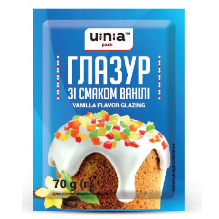 Глазур зі смаком ванілі, 70г, 10шт/уп, ЮНА-ПАК