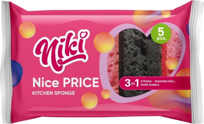 Губка кухонна, пориста, NICE PRICEI, 5шт, ТМ Nikі, , TM Nikі