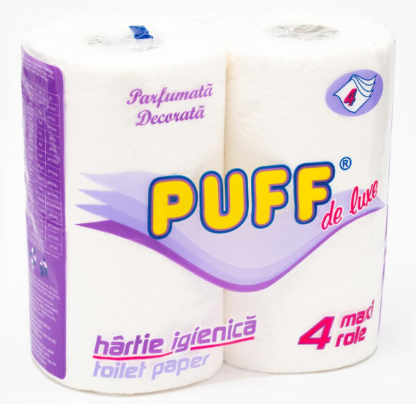 Туалетний папір білий чотиришаровий 4 шт, PUFF