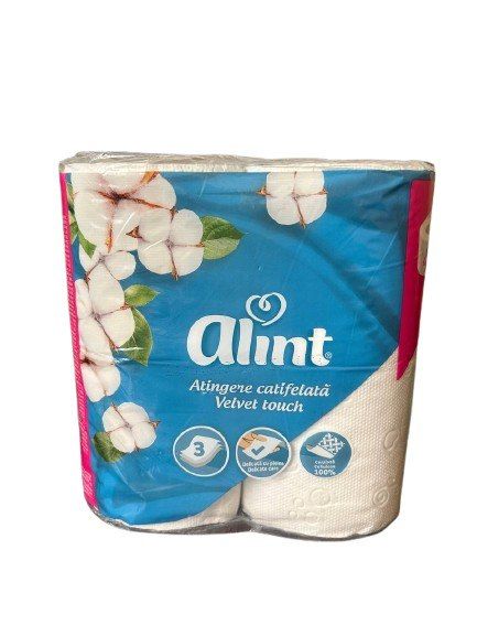 Туалетний папір білий тришаровий Velvet Touch, 4 шт,, ALINT