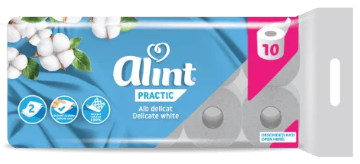 Туалетний папір білий двошаровий Practik White, 10 шт,, ALINT