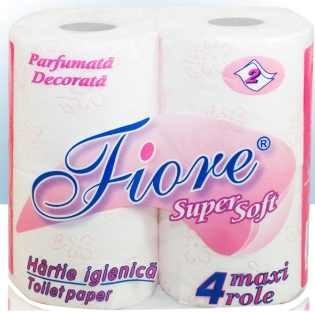 Туалетний папір білий двошаровий Super Soft 4 шт, FIORE