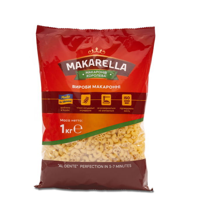 Макароні вироби Ріжки, 1000 г, МАКАРЕЛЛА