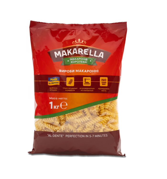 Макароні вироби Спіральки, 1000 г, МАКАРЕЛЛА