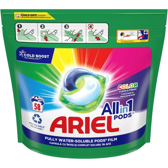 Гелеві капсули для прання "Color" 58 шт,, ARIEL