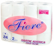 Туалетний папір білий двошаровий 24 шт, FIORE