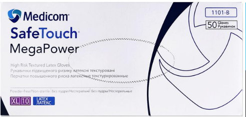 Рукавички латексні XL, 25 пар (50шт), SAFE TOUCH