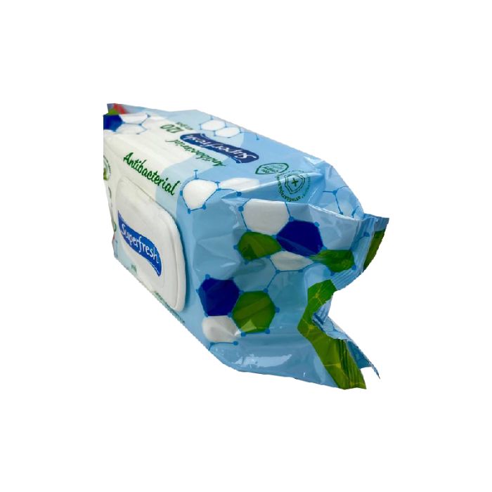 Серветка волога, антибактеріальна, з клапаном, 120 шт, SUPER FRESH