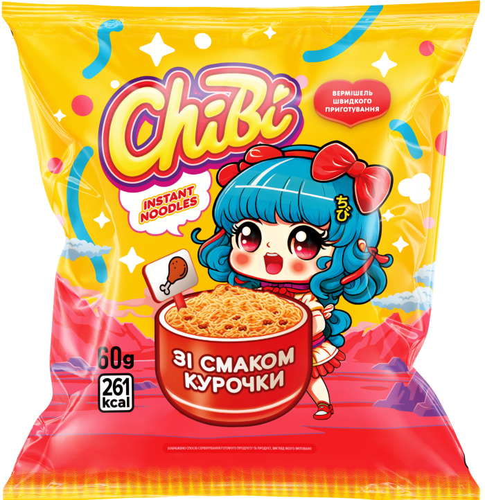 Вермішель швидкого приготування зі смаком курочки, 60 г, Chibi