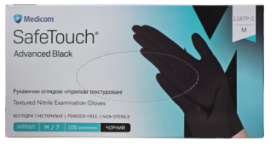 Рукавички одноразові нітрилові чорні M, 50пар (100шт), SAFE TOUCH