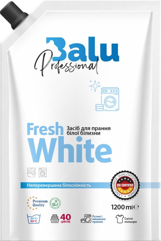 Засіб для прання білої білизни Fresh White дойпак 1200 мл,, BALU
