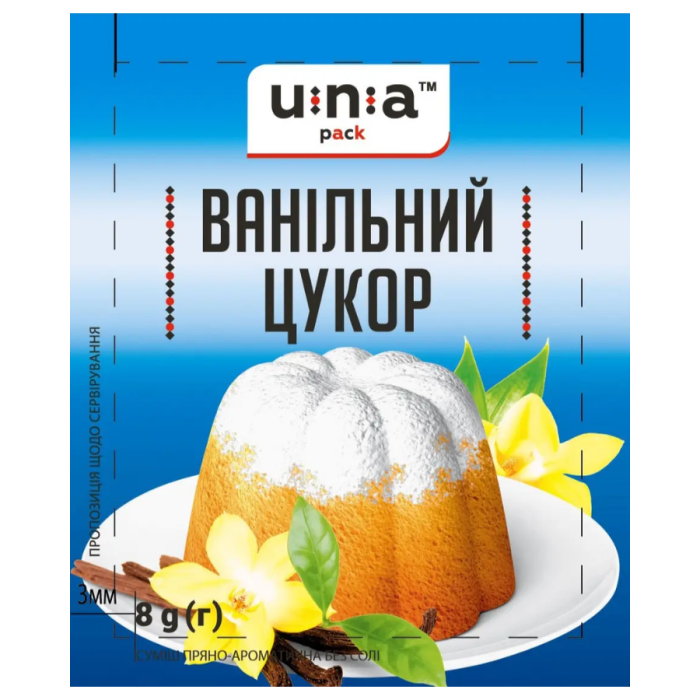 Ванільний цукор 8 гр, ЮНА-ПАК